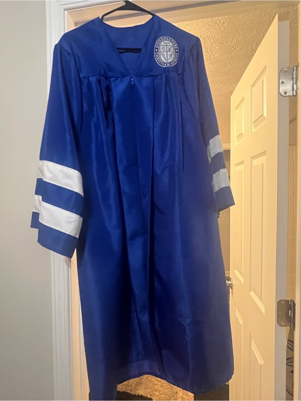 Royal Blue Graduation Gown with White Sleeve Stripes-unisex